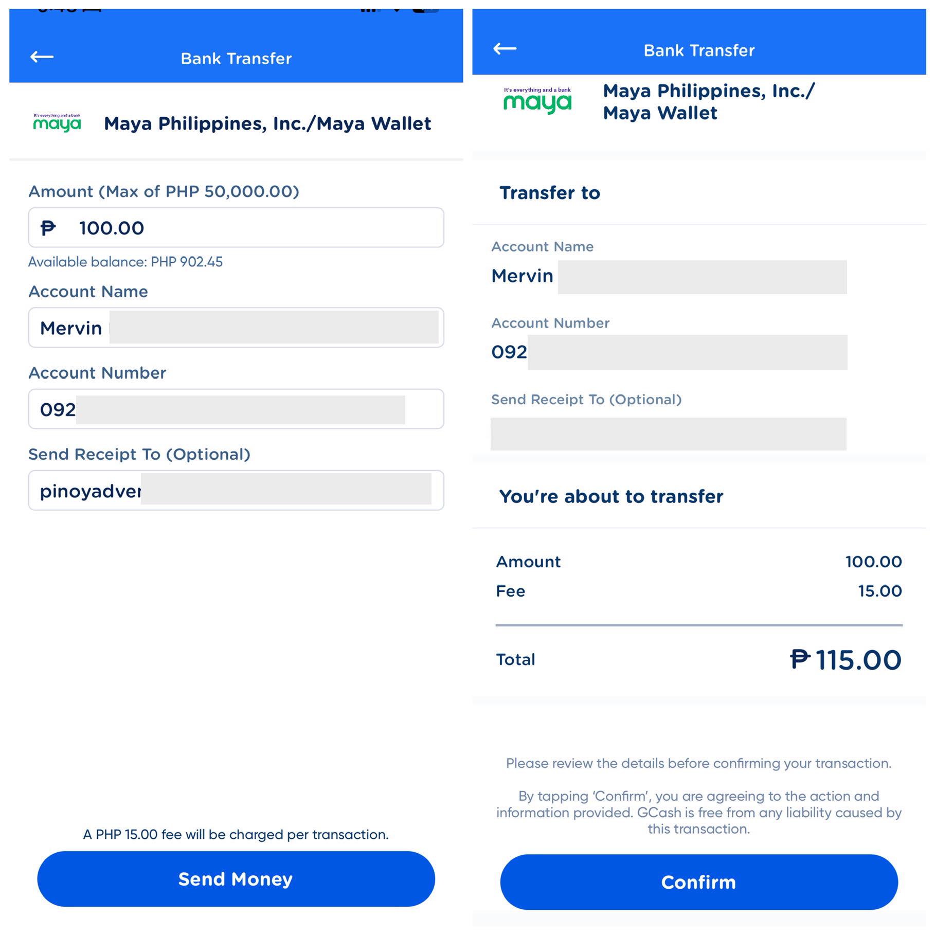 GCash to Maya Transfer Screenshot
