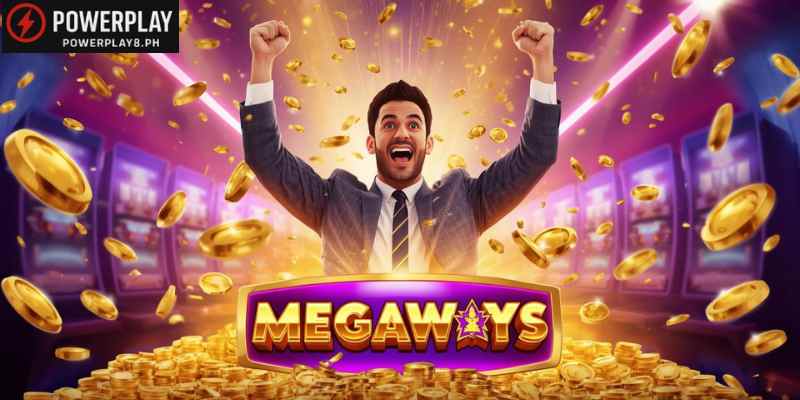 Megaways slots jackpot win celebration with high payout